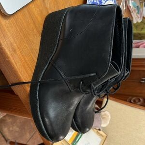 Clarks Black Leather Women's Booties Hazen Chukka Platform